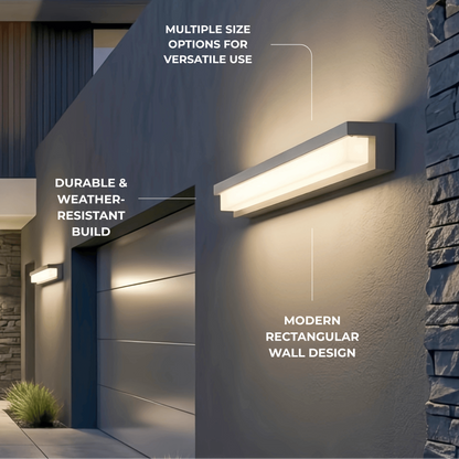 Arcato Modern Outdoor Wall Lamp - Black Metal & Acrylic Rectangular Design for Garden