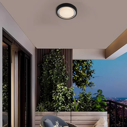 Embrace Modern Outdoor Wall Lamp - Black Metal & Acrylic Round Design for Garden
