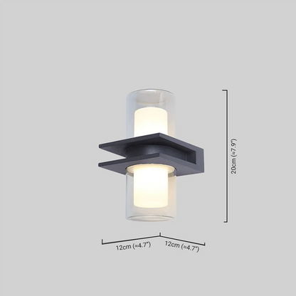 Arcato Modern Outdoor Wall Sconce - Black Metal & Glass Cylindrical Design for Garden
