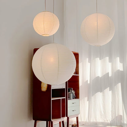 Akari A Round Swag Light (white plug wire)