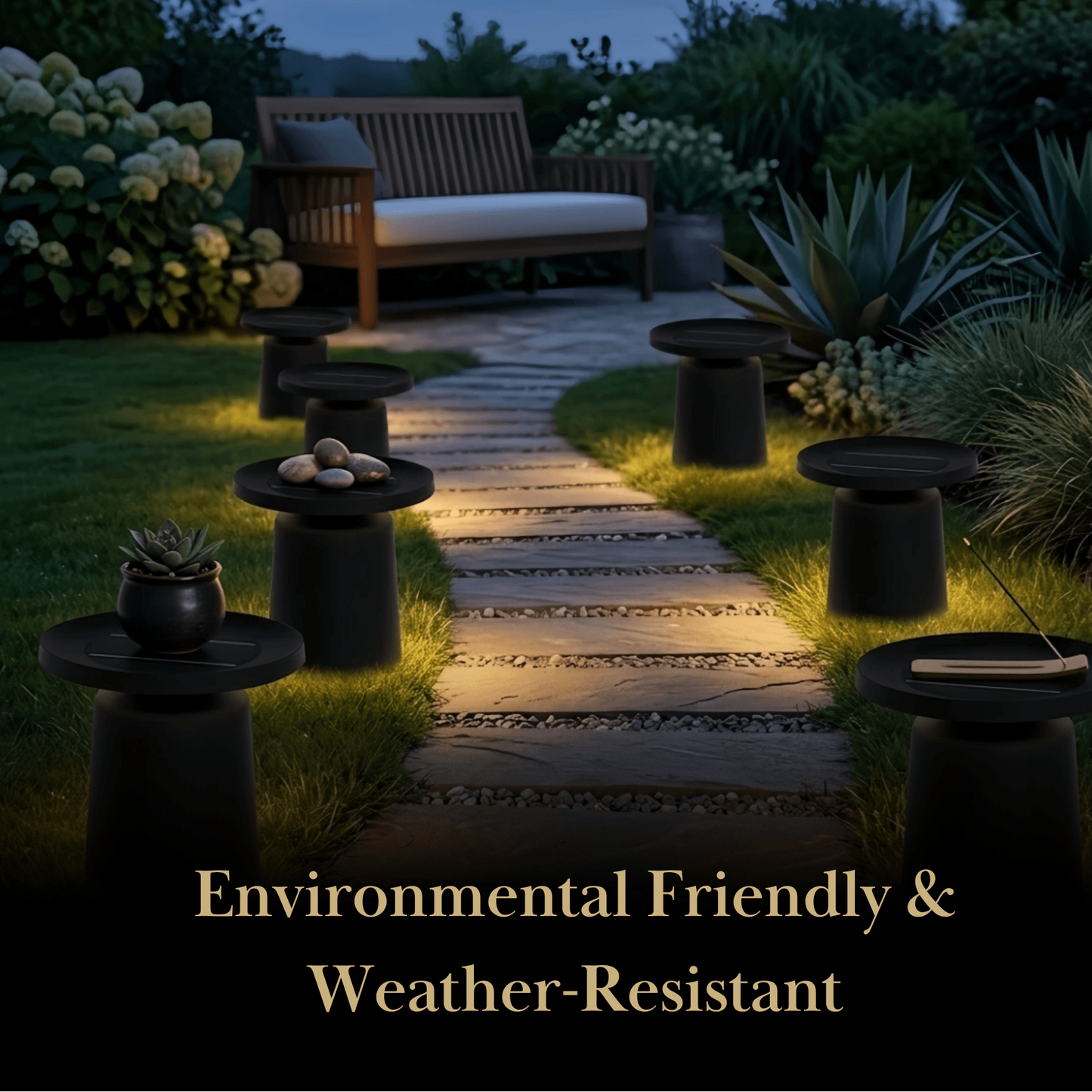 Embrace Modern Round Outdoor Floor Lamp - Black Metal for Pathways