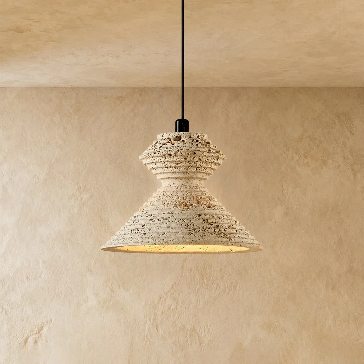 Nuvlight Strata Minimalist Travertine Pendant Light