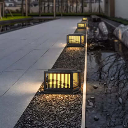 Arcato Vintage Metal Outdoor Pillar Light - Black Square for Garden