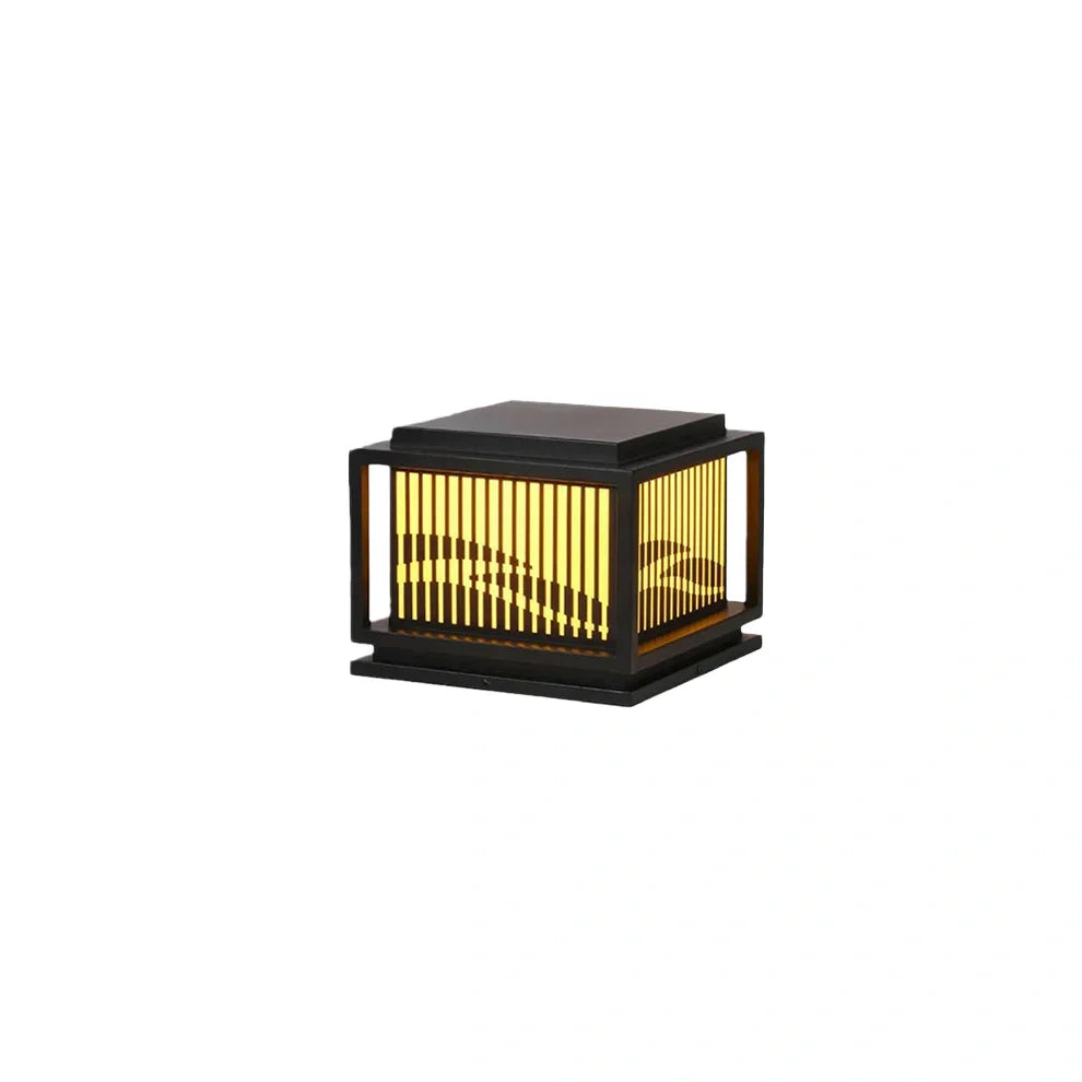 Nuvlight Vintage Metal Outdoor Pillar Light - Black Square for Garden