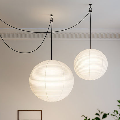 Akari A Round Swag Light (white plug wire)