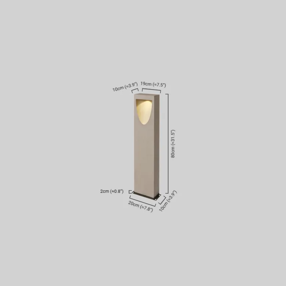 Arcato Minimalist Metal & Stone Path Light - Grey Rectangular for Outdoor