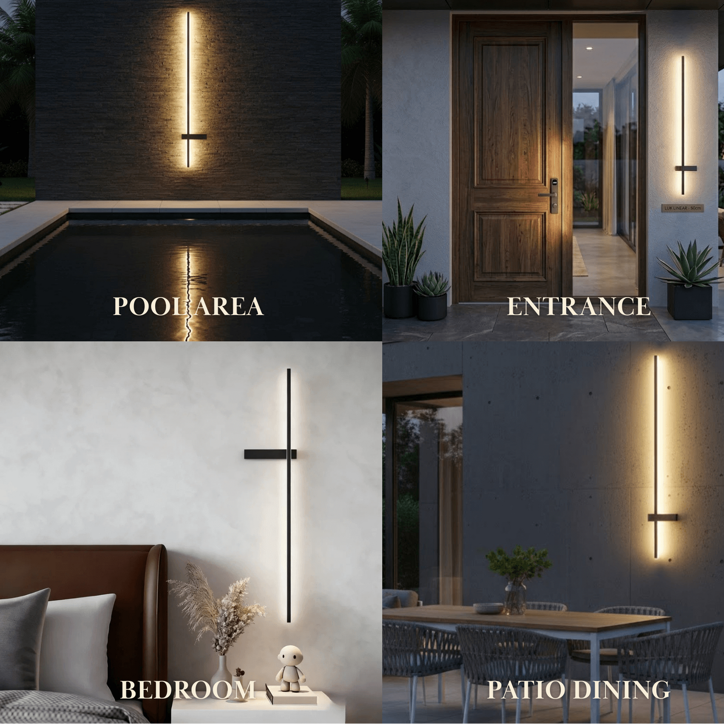 Arcato Modern Linear LED Wall Lamp – Black Solar & Sensor Light Outdoor
