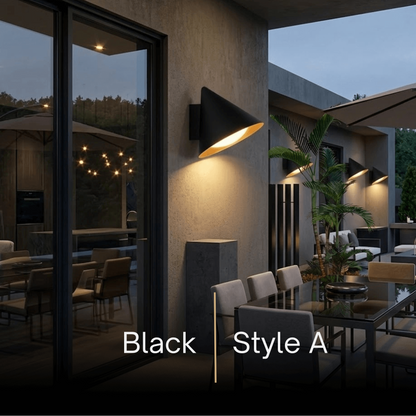 Irondale Minimalist Conical Outdoor Wall Lamp – Black Metal Light for Exterior Wall