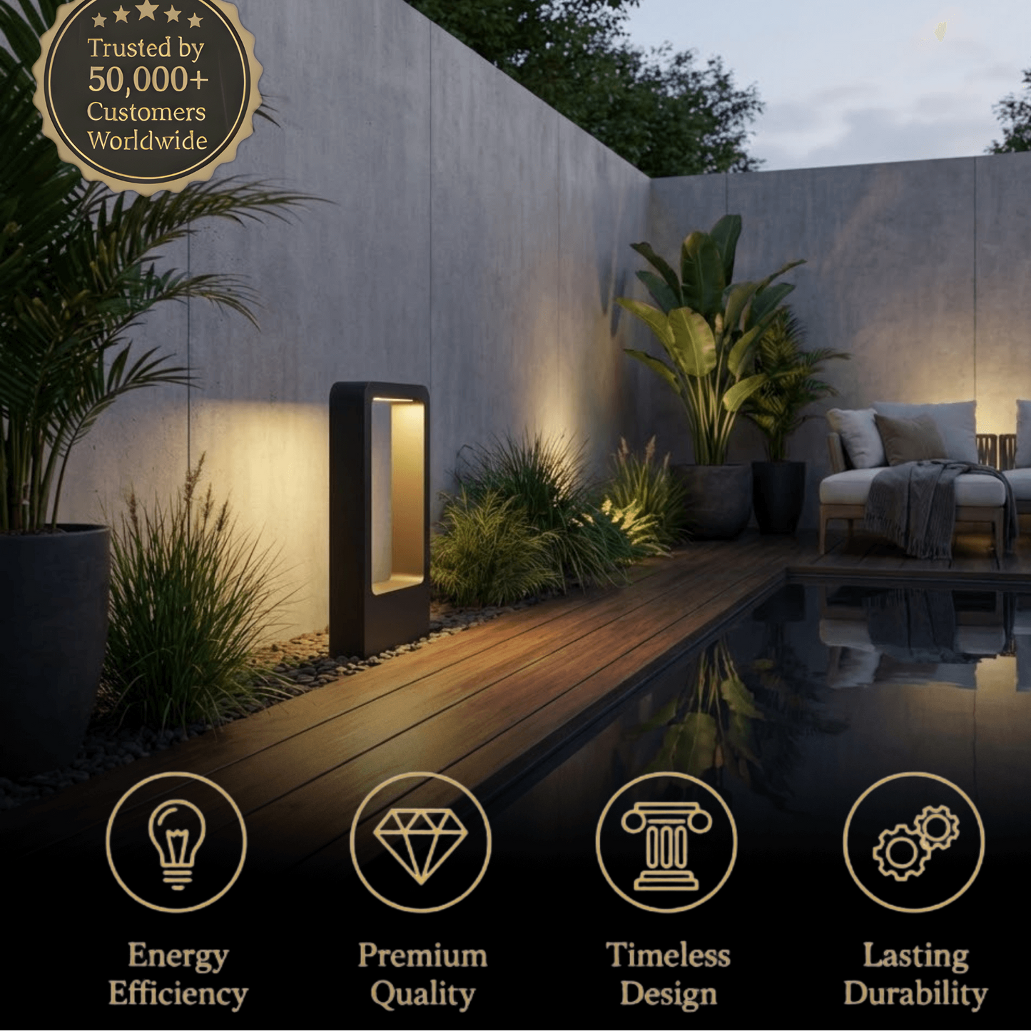 Arcato Modern Black Metal LED Path Light – Outdoor Garden Lighting