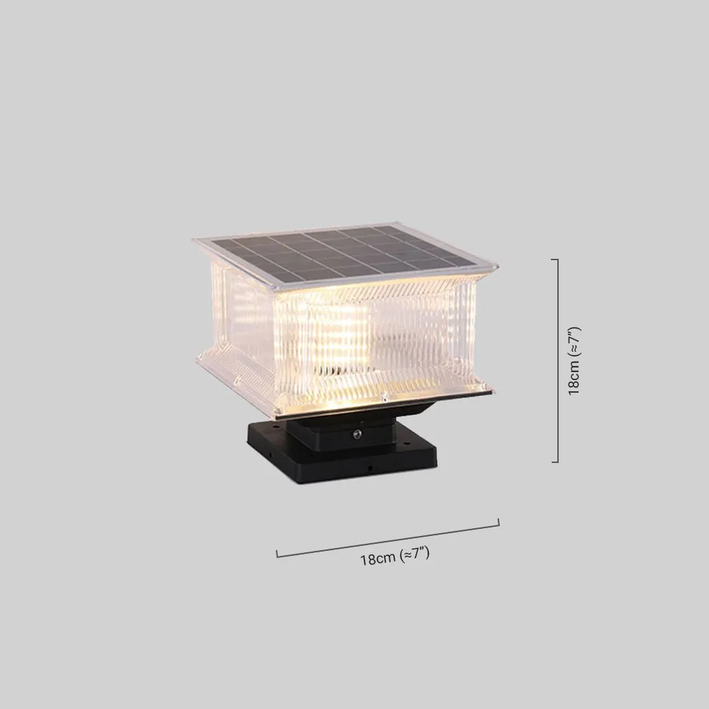 Arcato Modern Rectangular LED Outdoor Pillar Light – Solar Metal & Acrylic Garden