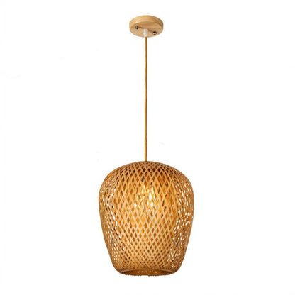 Nuvlight Hand-Weaved Rattan Cocoon Pendant Light Cocoon: D7"(18cm) x H14"(36cm)
