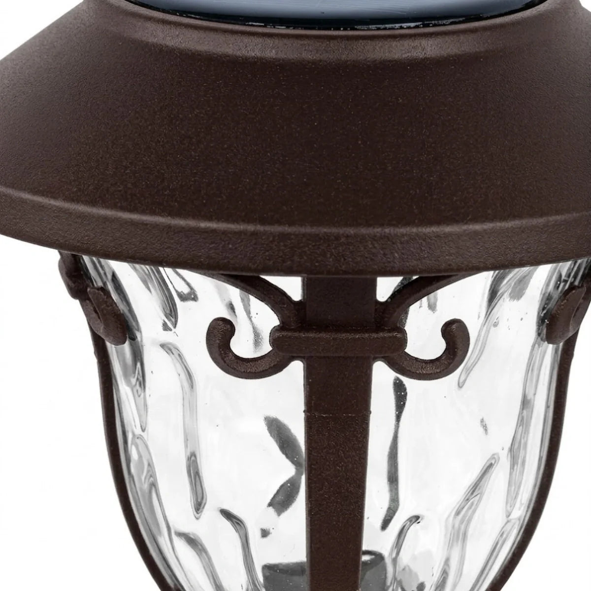 Irondale Industrial Bowl-Shaped Solar Pathway Light – Coffee Metal Outdoor Lamp