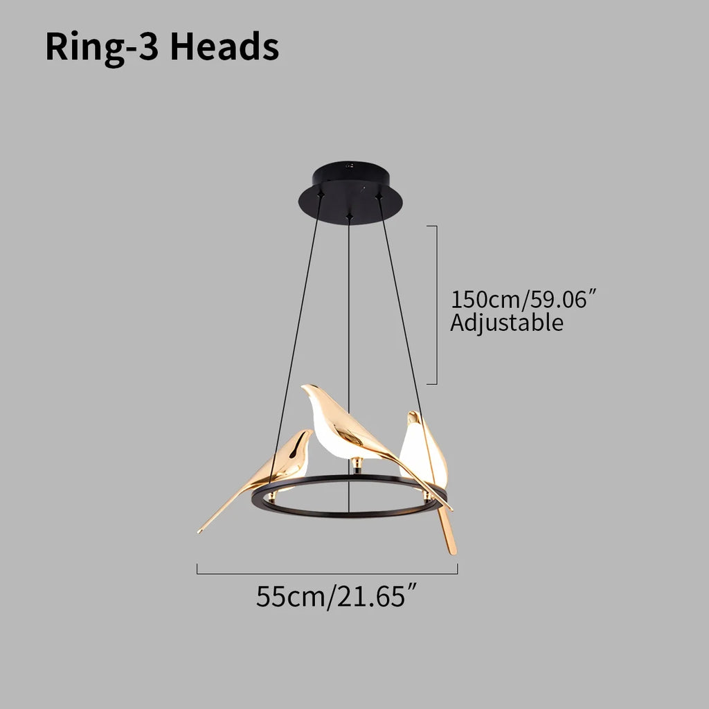 Modern Gold Bird Chandelier - Artistic Flying Swallows LED Pendant for High Ceiling & Living Room