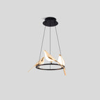Modern Gold Bird Chandelier - Artistic Flying Swallows LED Pendant for High Ceiling & Living Room