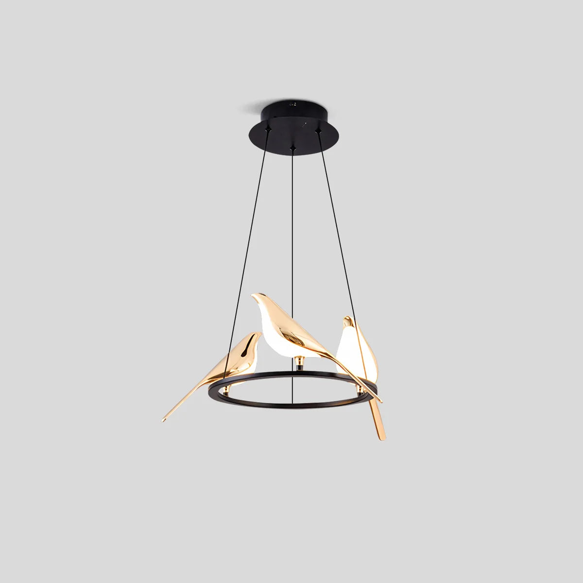 Modern Gold Bird Chandelier - Artistic Flying Swallows LED Pendant for High Ceiling & Living Room