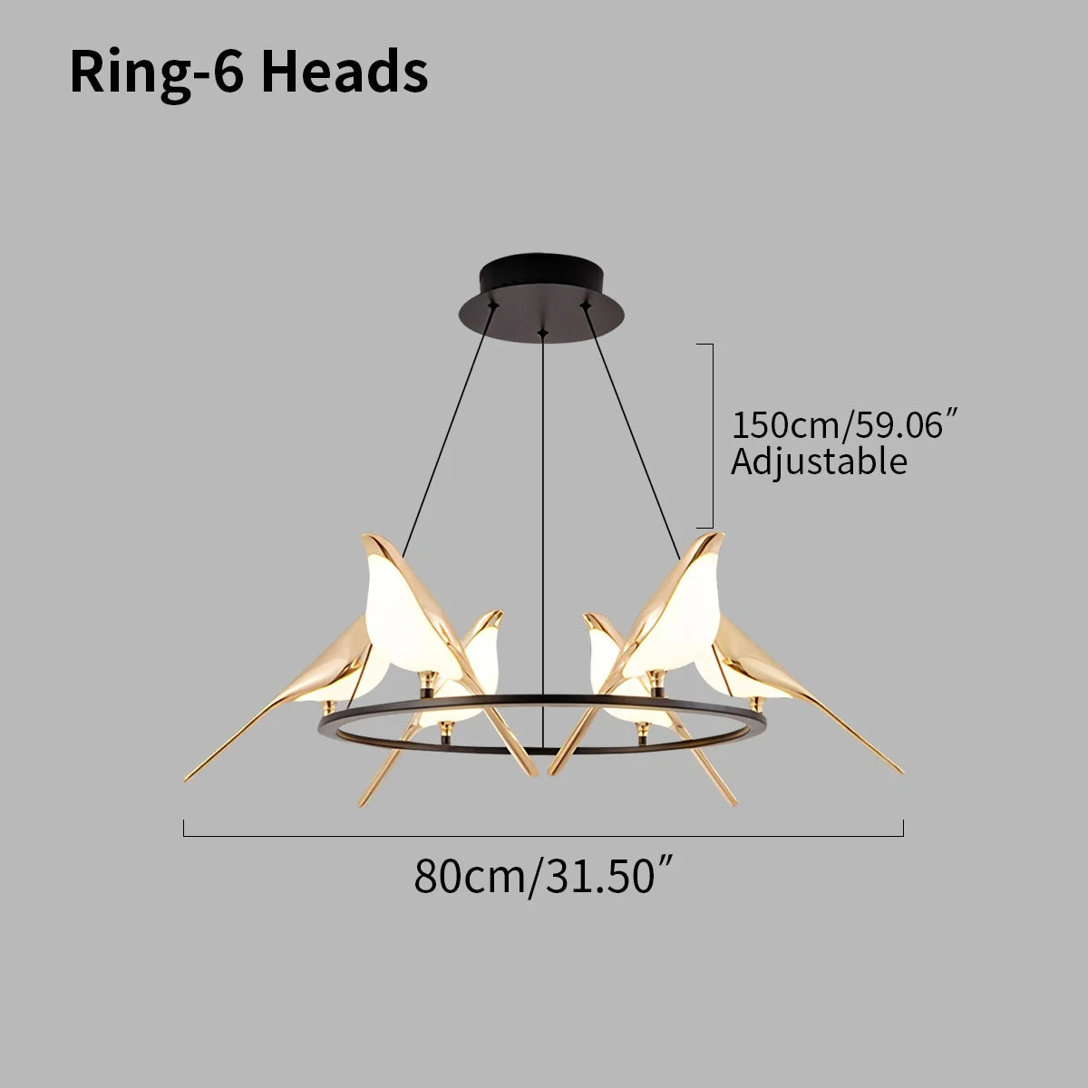 Modern Gold Bird Chandelier - Artistic Flying Swallows LED Pendant for High Ceiling & Living Room