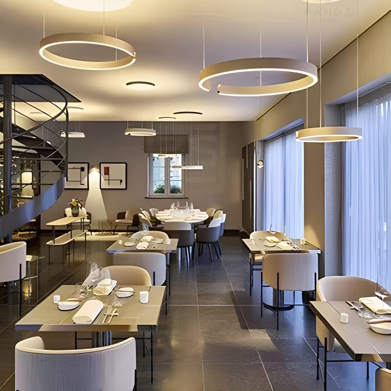 Modern Ring Chandelier - Minimalist LED Circular Pendant Light for Living Room & Office