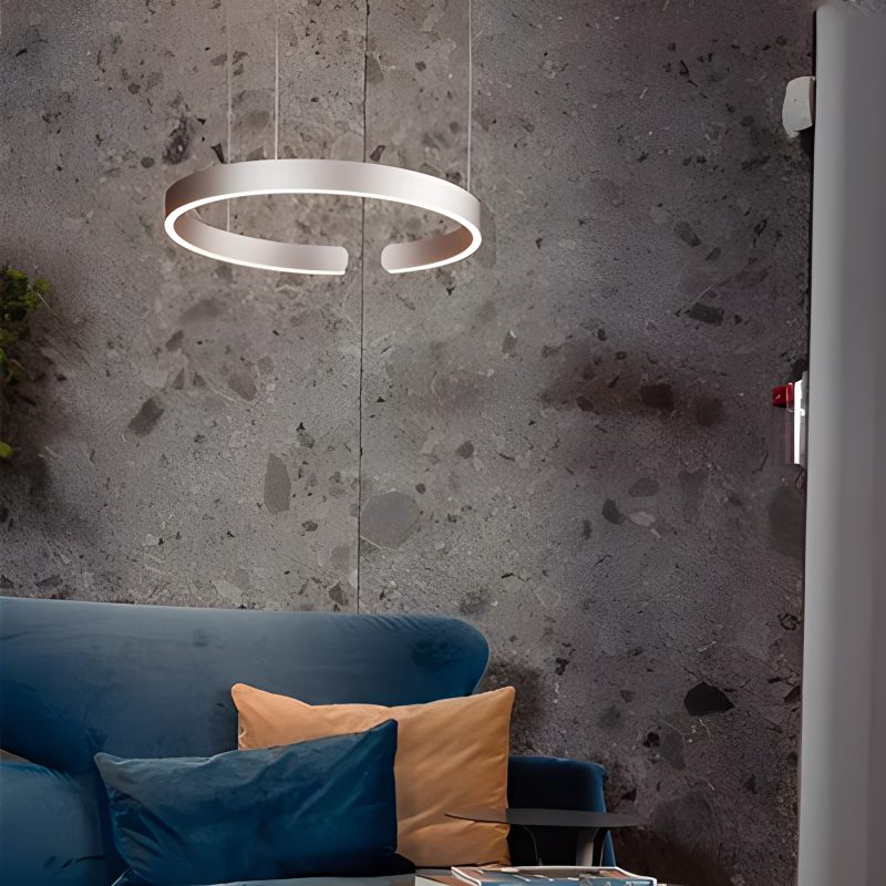 Modern Ring Chandelier - Minimalist LED Circular Pendant Light for Living Room & Office