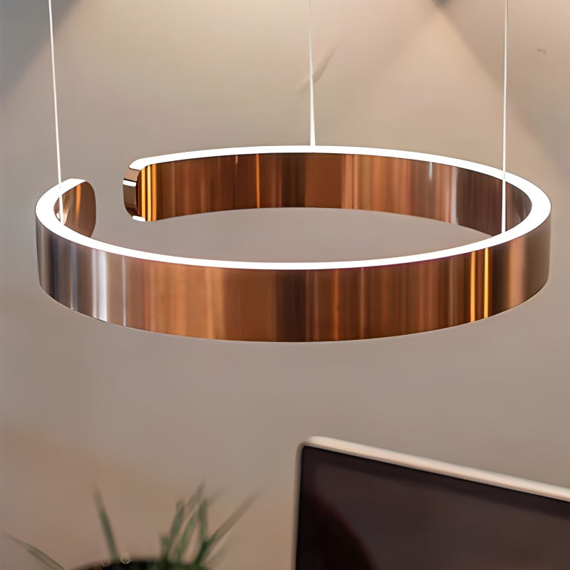 Modern Ring Chandelier - Minimalist LED Circular Pendant Light for Living Room & Office