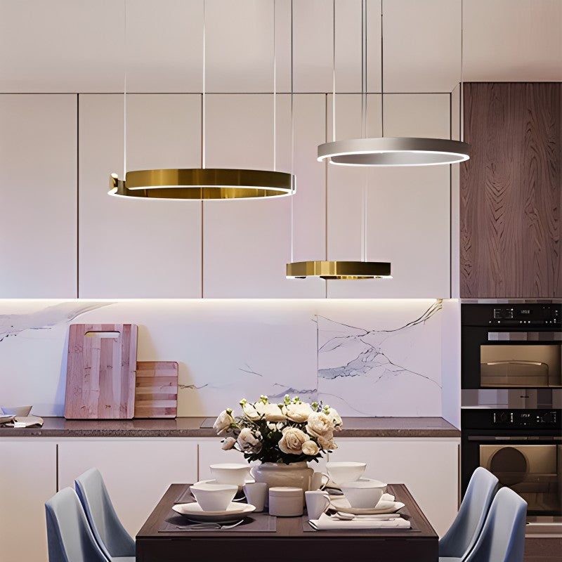 Modern Ring Chandelier - Minimalist LED Circular Pendant Light for Living Room & Office