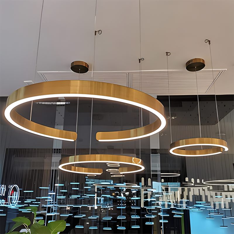 Modern Ring Chandelier - Minimalist LED Circular Pendant Light for Living Room & Office
