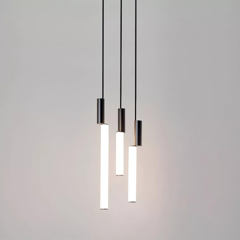 Eclat Cylindra Modern Pendant Light - Slim Gold Cylinder Hanging Lamp for Kitchen Bar & Island