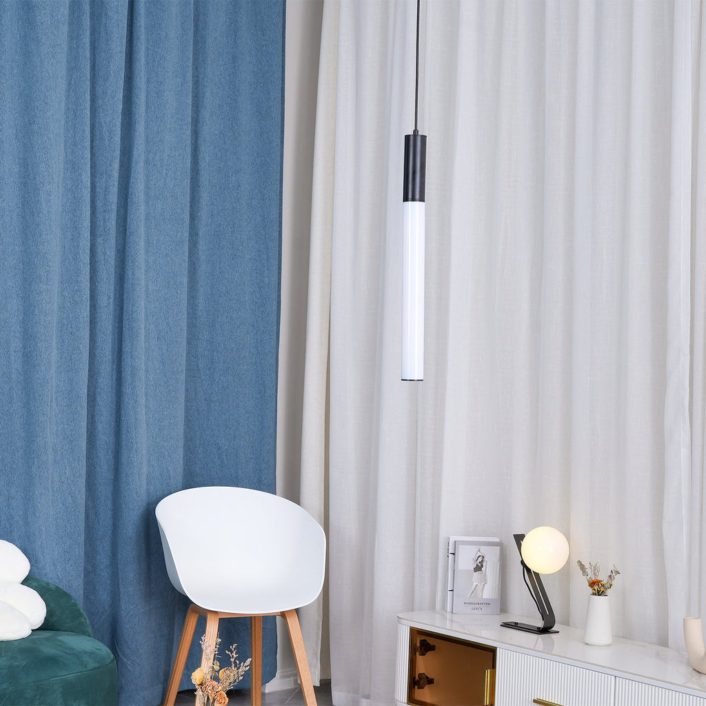 Eclat Cylindra Modern Pendant Light - Slim Gold Cylinder Hanging Lamp for Kitchen Bar & Island
