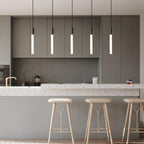 Eclat Cylindra Modern Pendant Light - Slim Gold Cylinder Hanging Lamp for Kitchen Bar & Island