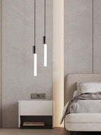 Eclat Cylindra Modern Pendant Light - Slim Gold Cylinder Hanging Lamp for Kitchen Bar & Island