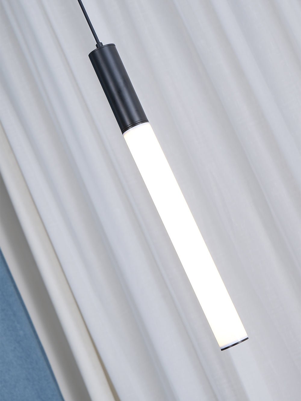 Eclat Cylindra Modern Pendant Light - Slim Gold Cylinder Hanging Lamp for Kitchen Bar & Island