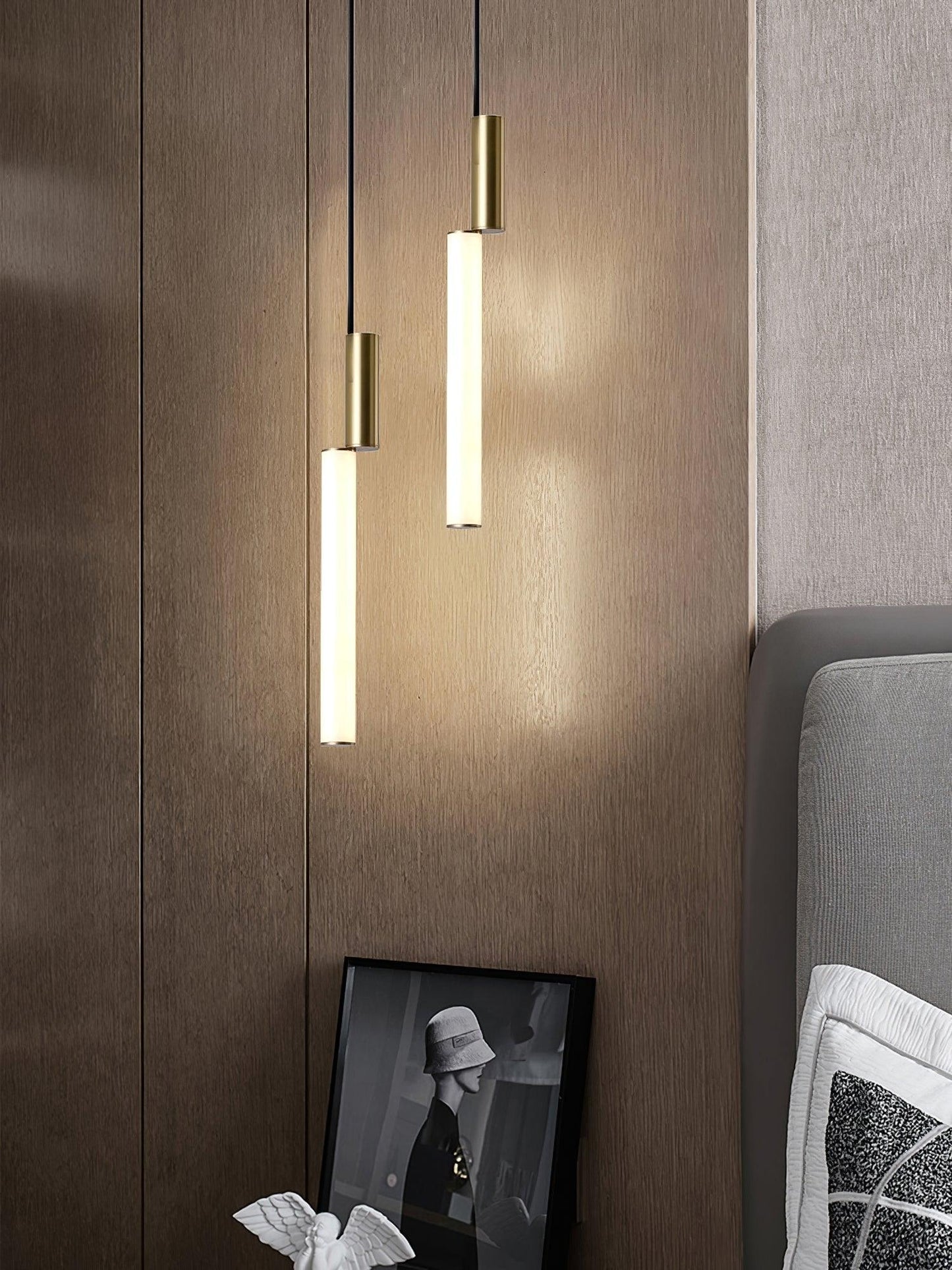 Gold Cylinder Pendant Light for Kitchen Island