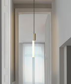 Eclat Cylindra Modern Pendant Light - Slim Gold Cylinder Hanging Lamp for Kitchen Bar & Island
