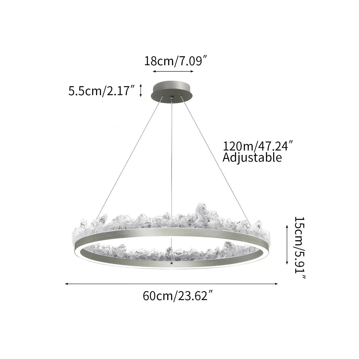 Textured Glass Chandelier for Dining and Living Room