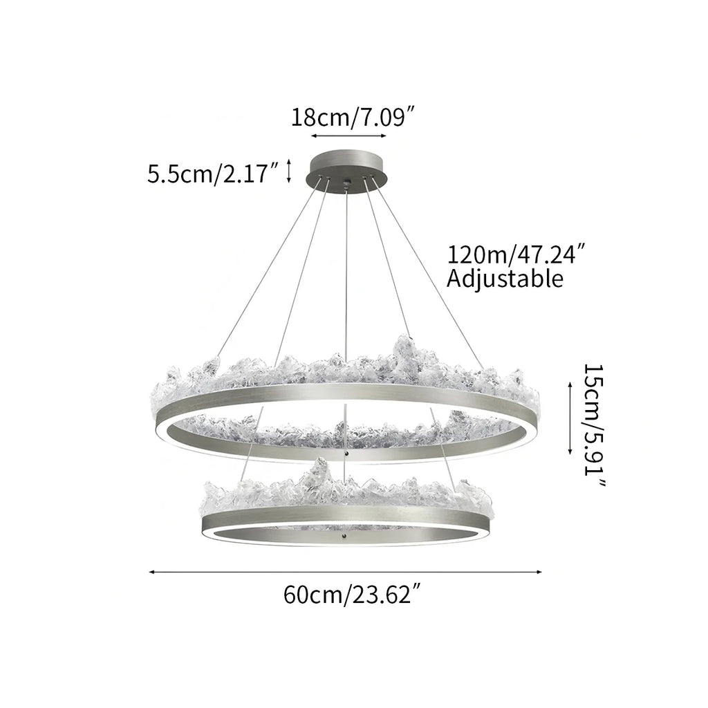 Modern Iceberg Chandelier - Luxury Hand-Poured Textured Glass Pendant for Dining & Living Room