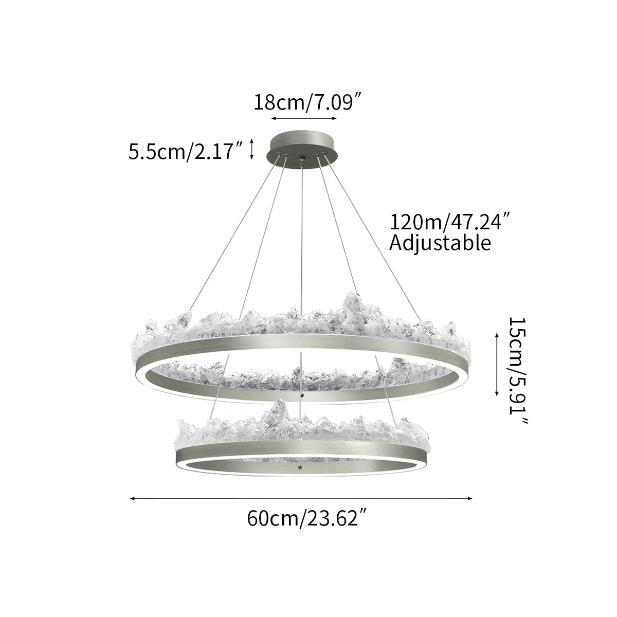 Modern Iceberg Chandelier - Luxury Hand-Poured Textured Glass Pendant for Dining & Living Room