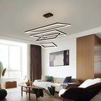 Modern Black Rectangular Chandelier - Tiered Linear Pendant Light for Dining Table & Island