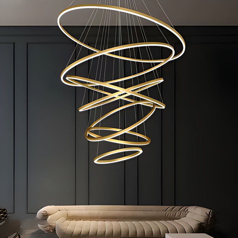 Tiered Ring Chandelier for High Ceilings