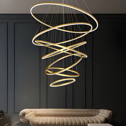 Tiered Ring Chandelier for High Ceilings