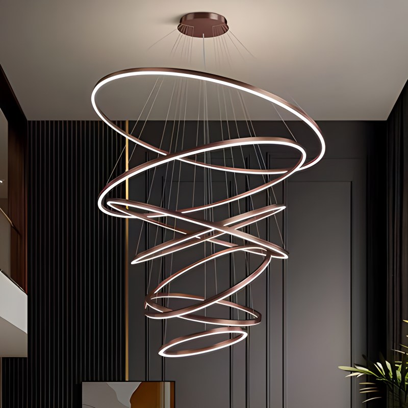 Tiered Ring Chandelier for High Ceilings