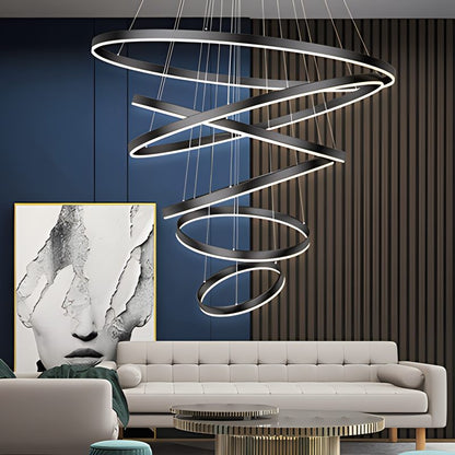 Tiered Ring Chandelier for High Ceilings