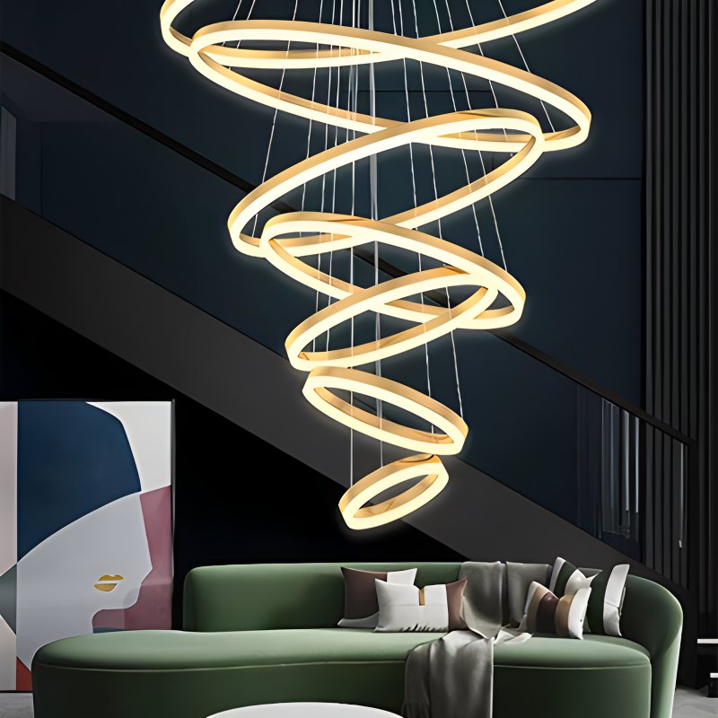 Tiered Ring Chandelier for High Ceilings