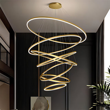 Tiered Ring Chandelier for High Ceilings