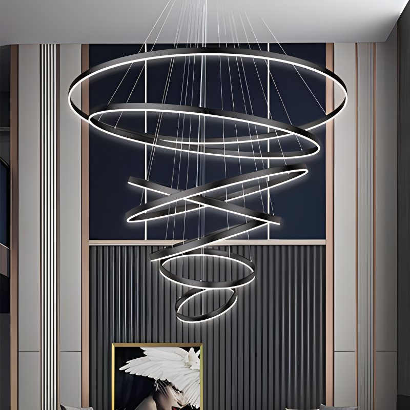 Tiered Ring Chandelier for High Ceilings