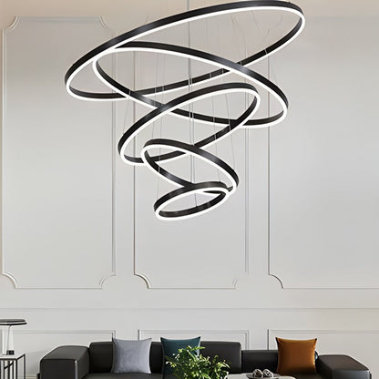 Tiered Ring Chandelier for High Ceilings