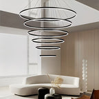 Grand Tiered Circle Chandelier - Modern Luxury Multi-Layer Ring Light for High Ceilings