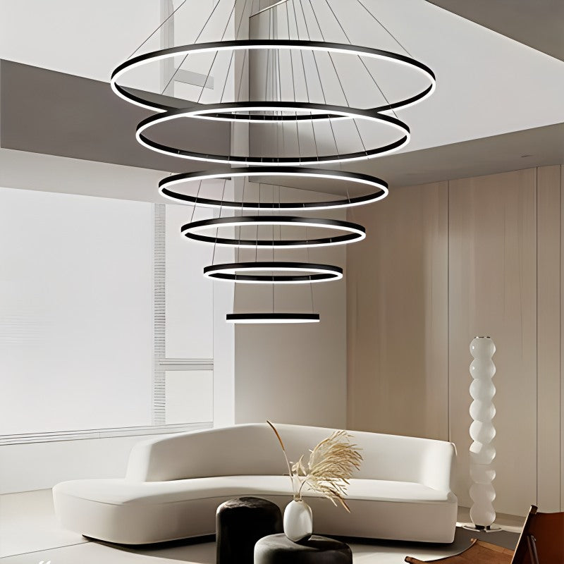 Tiered Ring Chandelier for High Ceilings