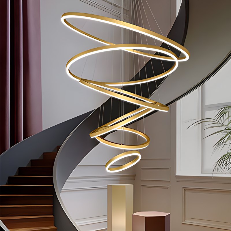 Tiered Ring Chandelier for High Ceilings