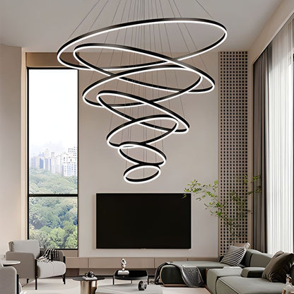 Tiered Ring Chandelier for High Ceilings