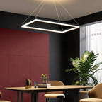 Modern Black Rectangular Chandelier - Tiered Linear Pendant Light for Dining Table & Island