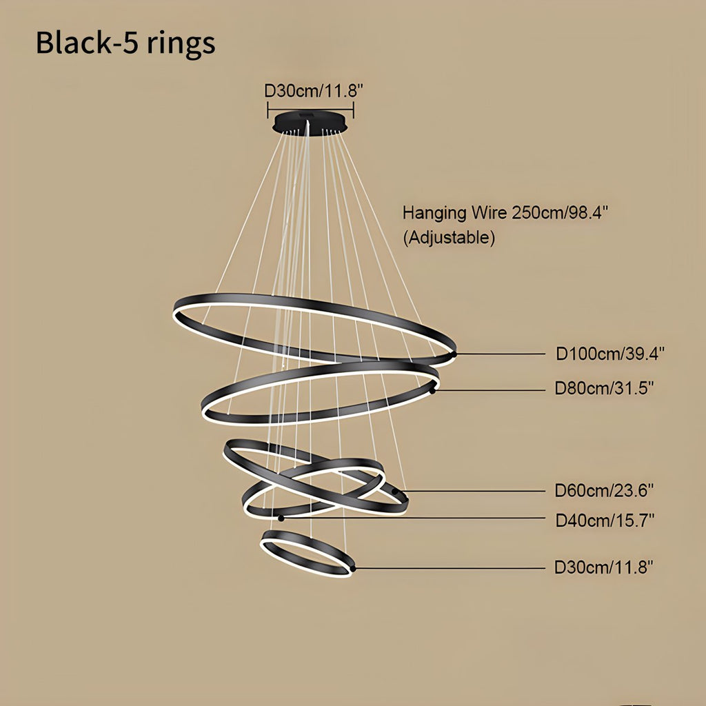 Grand Tiered Circle Chandelier - Modern Luxury Multi-Layer Ring Light for High Ceilings